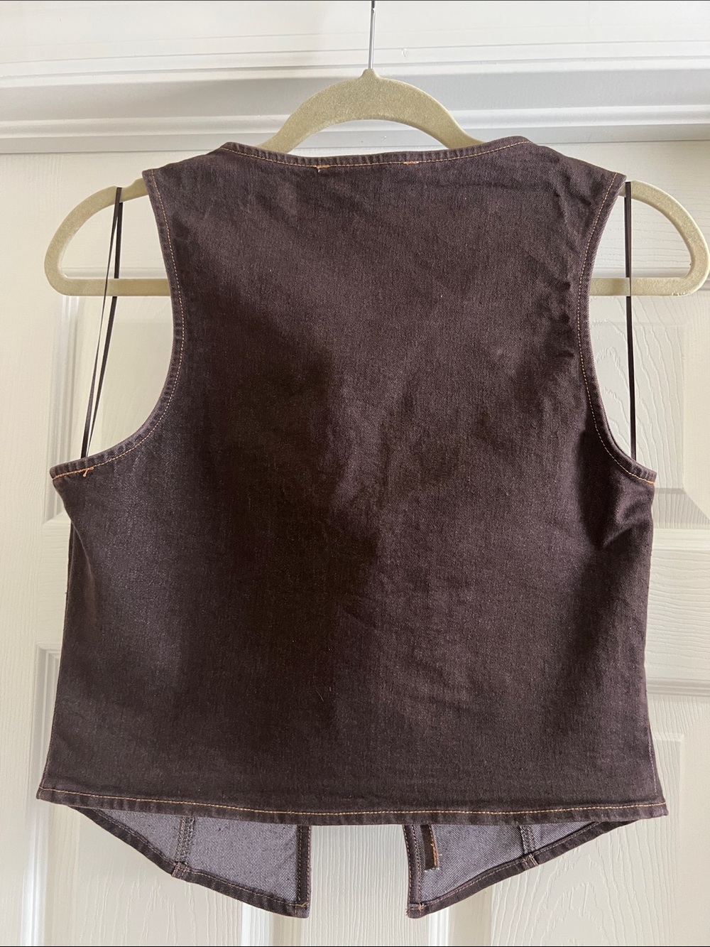 Thirty Thirty Brown Jean Tie-Front Crop Vest - Picture 5 of 9